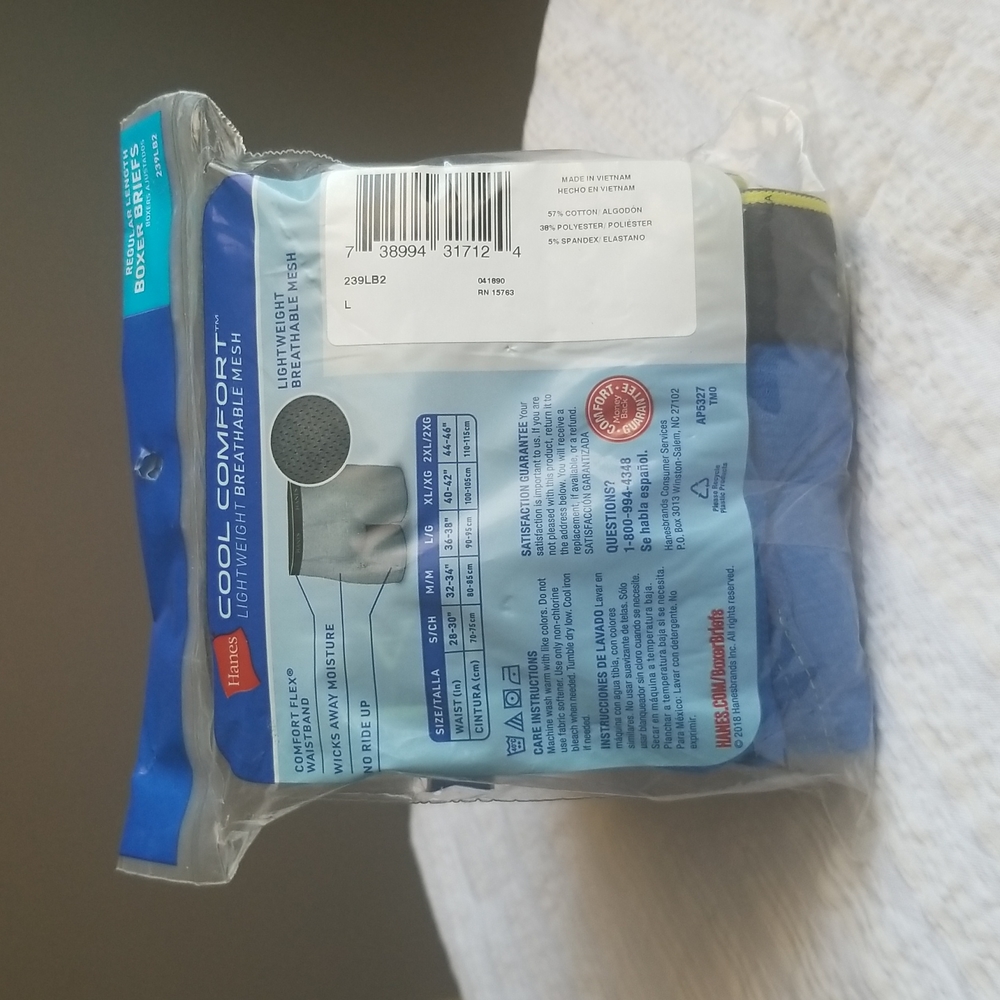 Hanes Tagless Boxer Briefs 2ct, Size L - Picture 2 of 2